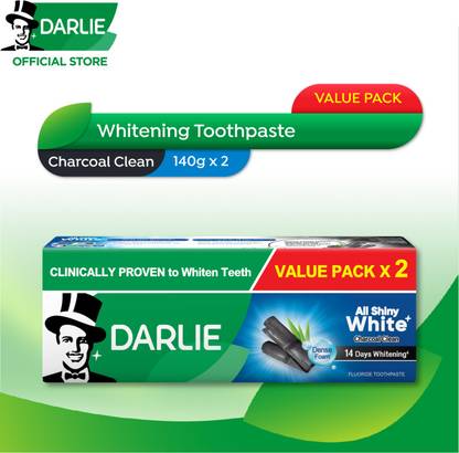 DARLIE All Shiny White Charcoal Clean Whitening Toothpaste 140gx2 (Value Pack) Toothpaste
