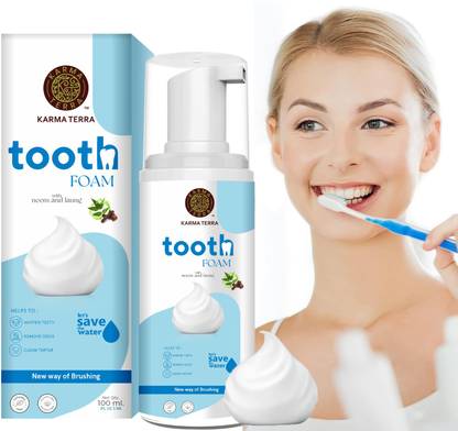 KARMA TERRA Tooth Foam with Neem and Laung, 100 ml, For Healthy Gums & Strong Teeth Toothpaste
