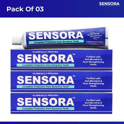 Sensora Herbal Sensitivity Toothpaste with Rapid Relief for Sensitive Teeth|Pack of 3 Toothpaste