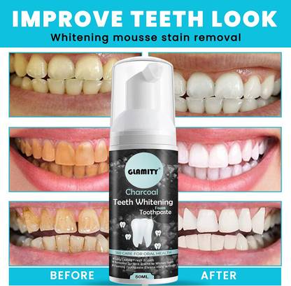 GLAMITY Teeth Cleansing Foam ,Deeply Cleans, & Fights Bad Breath Teeth Whitening Toothpaste