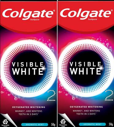 Colgate Visible White O2 Teeth Whitening Toothpaste (50+50 gm) Toothpaste