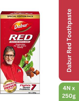 Dabur Red Red Toothpaste-Special Edition Pack - 250gx4, Ayurvedic Paste Toothpaste