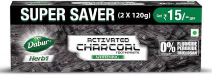 Dabur HERBAL ACTIVETED CHARCOAL PASTE 120GM+120GM 1PC Toothpaste