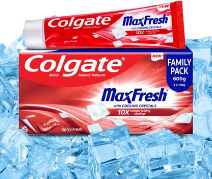 Colgate MaxFresh Toothpaste, Red Gel Paste with Menthol - Spicy Fresh (Combo Pack) Toothpaste