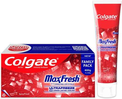 Colgate MaxFresh Toothpaste, Red Gel Paste with Menthol - Spicy Fresh (Combo Pack) Toothpaste