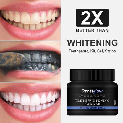Dentiglow Activated Charcoal Teeth Whitening Powder, - 100 gm