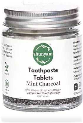Shunyam Toothpaste Tablets (180 Tabs) (Mint Charcoal) Toothpaste