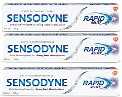 SENSODYNE Toothpaste Rapid Relief, 80 gm PAK OF 3 Toothpaste