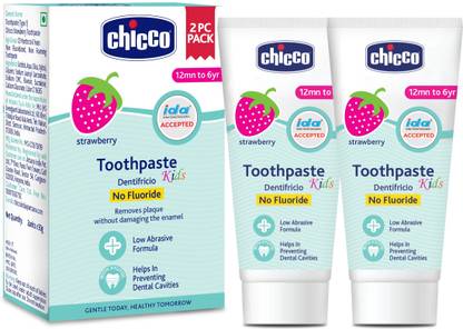 Chicco Strawberry Flavour 1-6Y, Preservative-Free (2Pcs) Toothpaste