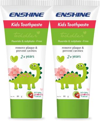 Enshine Kids Toothpaste [2+ Years] Strawberry Flavor-80g Each | Flouride & Sulphate free Toothpaste