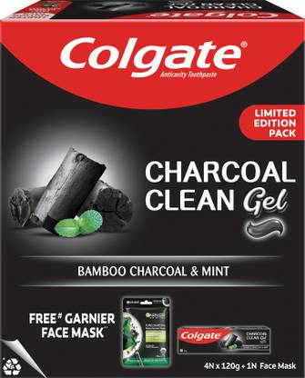 Colgate Charcoal Clean Toothpaste 480g and Garnier Charcoal face mask Toothpaste