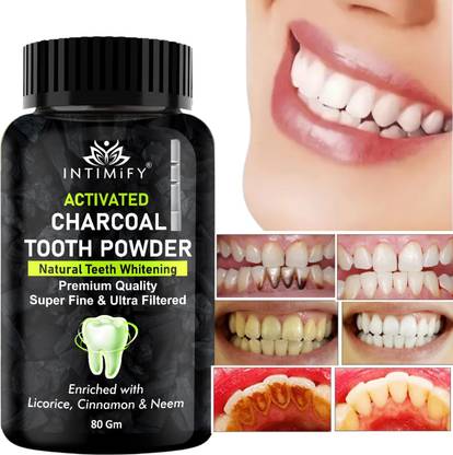 INTIMIFY Charcoal Teeth Whitening Powder | For Yellow Strain & Bad Breath