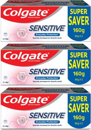 Colgate Sensitive Everyday Protection Tooth paste for Sensitive Teeth, Combo Pack 160gx3 Toothpaste