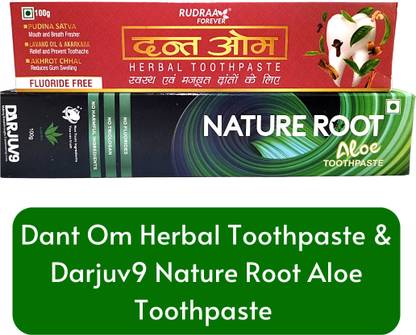 RUDRAA FOREVER Dant Om Herbal Toothpaste 100g & Darjuv9 Nature Root Aloe Toothpaste 100g Toothpaste