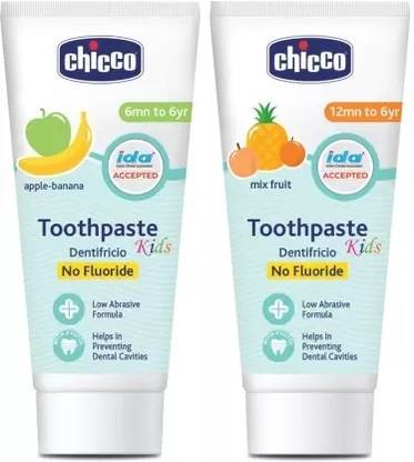Chicco Baby Toothpaste Fruit,Fluoride-Free,Cavity Protection (50gm)(Combo of 2) Toothpaste