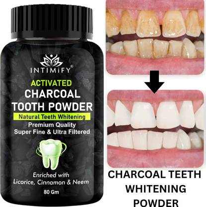 INTIMIFY Charcoal Teeth Whitening Powder, For Yellow Strain Remover, Gutkha Strain
