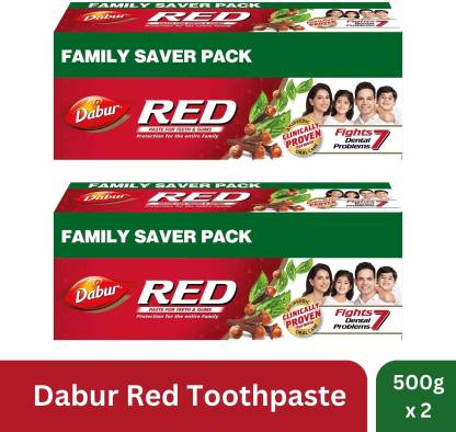 Dabur Red Ayurvedic Paste (Combo Pack 1+1, 500g each) Toothpaste
