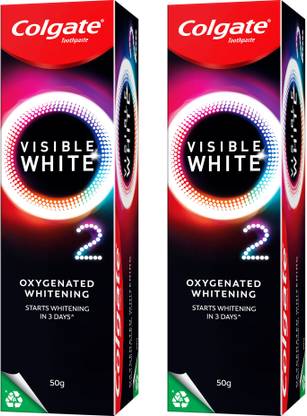 Colgate Visible White O2 Teeth Whitening Toothpaste - Peppermint Sparkle (50gm x 2pcs) Toothpaste