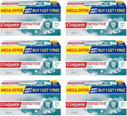 Colgate Sensitive Plus 70g+70g (MEGA OFFER BUY 1 GET 1 FREE) 12x70g Pack of 6 (B1G1) Toothpaste
