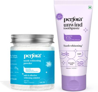 Perfora Teeth Whitening Combo|Teeth Whitening Powder & Unwind Toothpaste