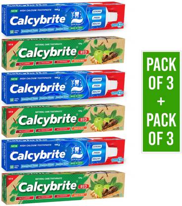 calcybrite RED Natural Care + High Calcium Toothpaste - Family Pack Toothpaste