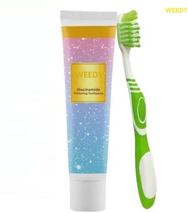 WEEDY Niacinamide Infused Toothpaste with Soft Bristle Toothbrush Set
