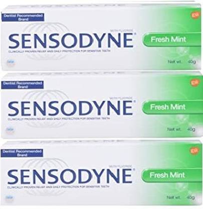SENSODYNE Tooth Paste - Fresh Mint, 40g Pack 3 Toothpaste
