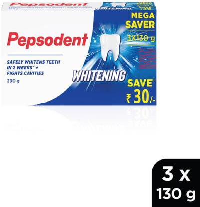 PEPSODENT Whitening Toothpaste with Perlite Technology for Healthy White Teeth, (130g*3) Toothpaste