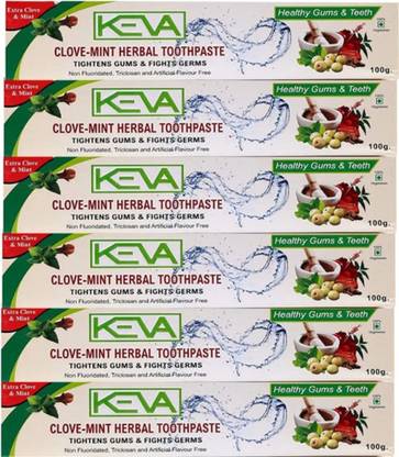 KEVA Primium & Supurbe Quality Clove Mint toothpaste [ 100*6=600g ,Pack of 6 ] Toothpaste