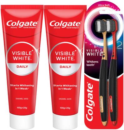 Colgate Visible White Toothpaste with Visible White O2 Toothbrush Toothpaste