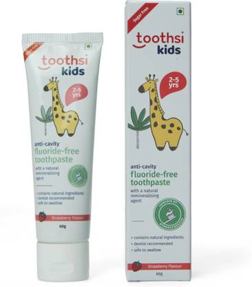 Toothsi Strawberry Flavoured Kids Toothpaste | Fluoride-Free, Anti-Cavity & Gum Strength Toothpaste