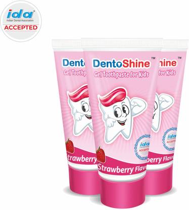 Dentoshine Gel Toothpaste for Kids - Strawberry (Pack of 3) - 80 g each Toothpaste