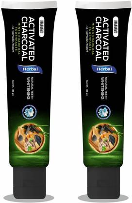 Jagat Devsutra Dr. Trusted Ayurvedic HERBAL Activated Charcoal Toothpaste for Teeth Whitening - 100% Natural Formula with Mint Flavour, No Fluoride & Artificial Colours Toothpaste