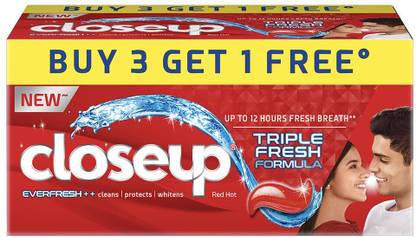 Closeup Everfresh+ Red Hot Triple Fresh Formula Toothpaste 150 g(pack of 4) Toothpaste