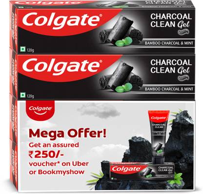Colgate Charcoal Clean Toothpaste (120g x 4pcs) with Uber/Bookmyshow voucher Toothpaste