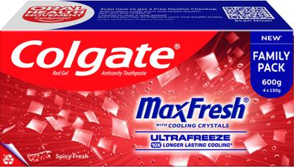 Colgate MaxFresh Toothpaste, Red Gel Paste with Menthol - Spicy Fresh (Combo Pack) Toothpaste
