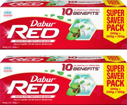 Dabur Red Ayurvedic Paste (Combo Pack 1+1, 500g-each) Toothpaste