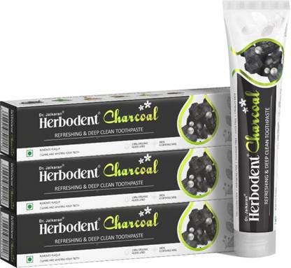 Dr. Jaikaran Herbodent Charcoal Toothpaste with Activated Bamboo and Orgaincs Herbs Toothpaste
