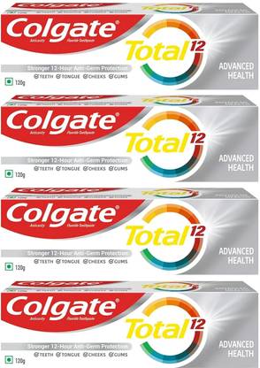 Colgate Total 12 Whole Mouth Health 120g Advanced Health (480g)(Pack of 4, 120g each) Toothpaste