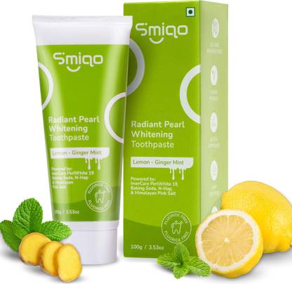 Smiqo Teeth Whitening Toothpaste | Advanced Formulation | Lemon-Ginger Mint | SLS Free Toothpaste
