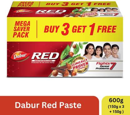 Dabur Red Ayurvedic Paste (Combo Pack 3+1, 150g each) Toothpaste