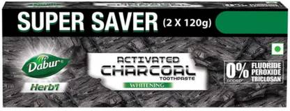 Dabur Herbal Activated Charcoal Whitening Toothpaste 120gm 2pc Toothpaste