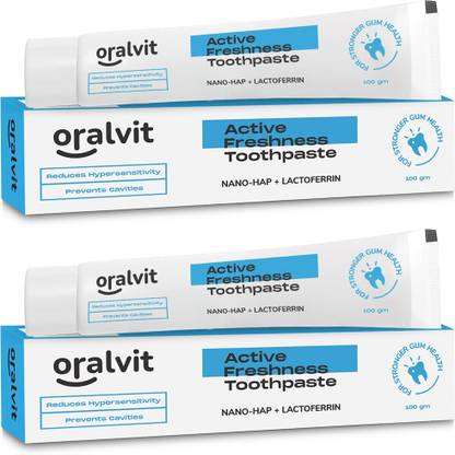 Oralvit Active Freshness Toothpaste with Nano-HAP & Lactoferrin | Cavity Repair Toothpaste