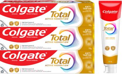 Colgate Total Anti-Tartar, Anti-Germ Tooth Paste, 1.5x Better Tartar Reduction (150g x3) Toothpaste