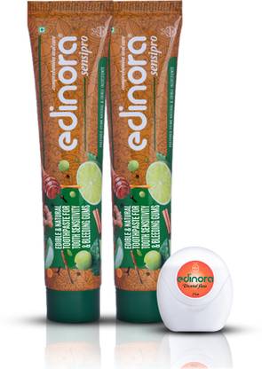 Edinora Sensipro Ayurvedic Toothpaste 90gm*2 + Dental Floss Combo | Dental Floss (25m) | Toothpaste