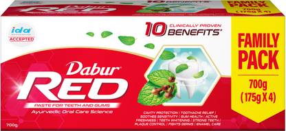Dabur Red Paste (Combo Pack- 175g x 4) |Complete Cavity Protection |13 Ayurvedic Herbs Toothpaste