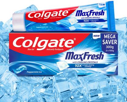 Colgate MaxFresh Toothpaste, Blue Gel Paste with Menthol: Peppermint Ice (Combo Pack) Toothpaste