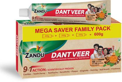 Zandu Dantveer, Indias 1st with Irimedadi oil Fights 9 dental problems Toothpaste (600 g)