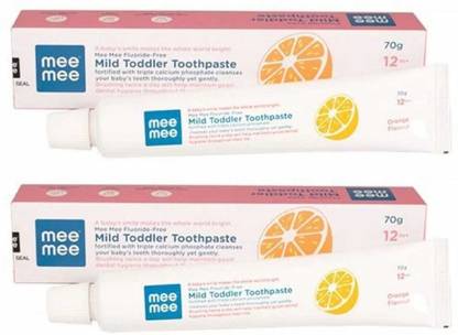 MeeMee Fluoride-Free paste for Kids Fortified with Triple Calcium Phosphate,(Orange) Toothpaste