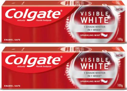 Colgate Visible White Teeth Whitening Toothpaste, 400gm (Pack of 4)